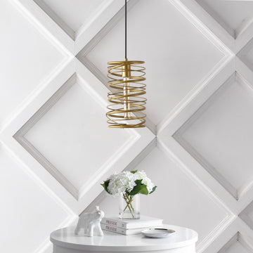 Helisa 7.25" Modern Contemporary Iron Spiral LED Pendant - JONATHAN Y